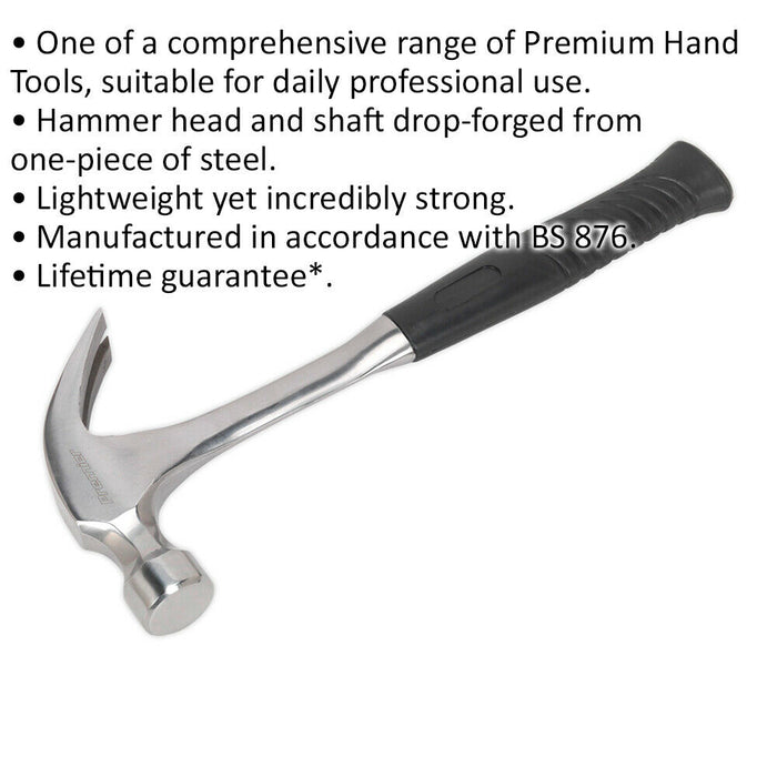 20oz One-Piece Claw Hammer - Drop Forged Steel - Rubber Grip - DIY Nail Remover Loops