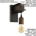 LED Wall Light / Sconce Industrial Rust Effect Hangman 1 x 60W E27 Bulb Loops