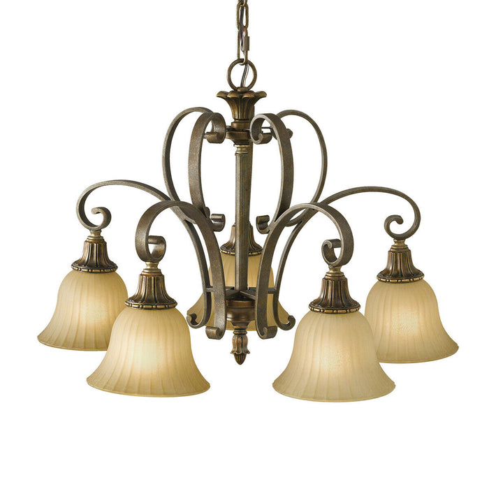 5 Bulb Chandelier LIght Firenze Gold British Bronze LED E14 60W Loops