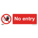 10x NO ENTRY Health & Safety Sign - Self Adhesive 300 x 100mm Warning Sticker Loops