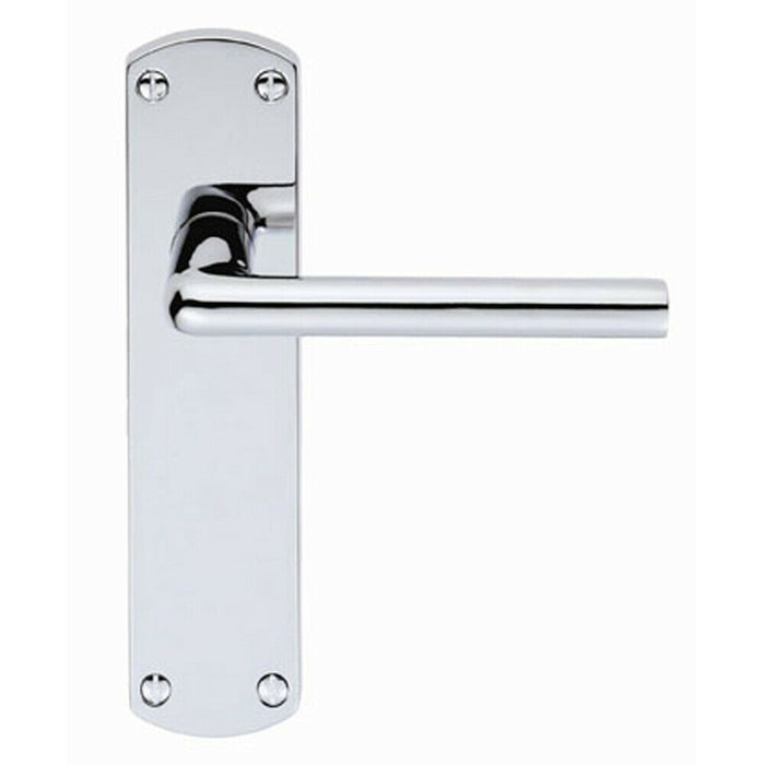 2x Rounded Straight Bar Handle on Latch Backplate 170 x 42mm Polished Chrome Loops