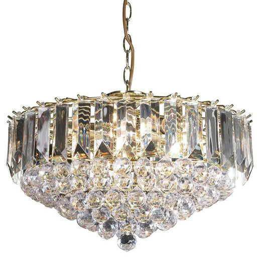 6 Light Chandelier Pendant BRASS & CLEAR Shade Hanging Ceiling Feature Lamp Bulb Loops