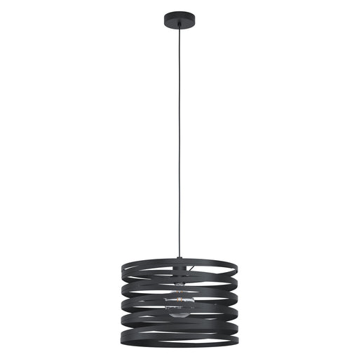 Pendant Ceiling Light Colour Black Shade Black Spirals Long Cable Bulb E27 1x40W Loops