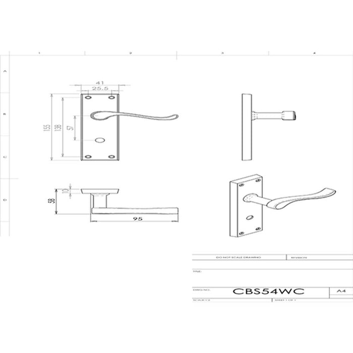 4x PAIR Victorian Scroll Handle on Bathroom Backplate 155 x 41mm Satin Chrome Loops