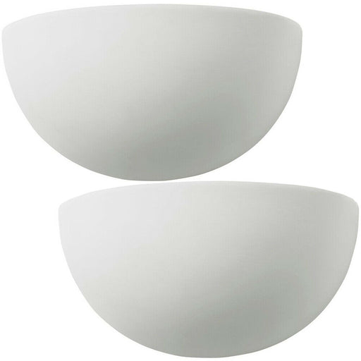 2 PACK Dimmable LED Wall Light Unglazed Ceramic Round Dome Fitting Lounge Lamp Loops