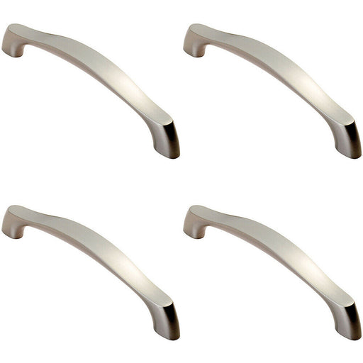 4x Chunky Arched Grip Pull Handle 156 x 15mm 128mm Fixing Centres Satin Nickel Loops