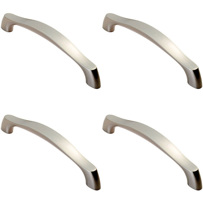 4x Chunky Arched Grip Pull Handle 156 x 15mm 128mm Fixing Centres Satin Nickel Loops