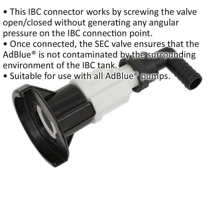 AdBlue IBC Connector - SEC Valve - Compatible with AdBlue Pumps - Open Close Loops