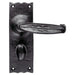 PAIR Forged Straight Lever Handle on Bathroom Backplate 155 x 55mm Black Antique Loops