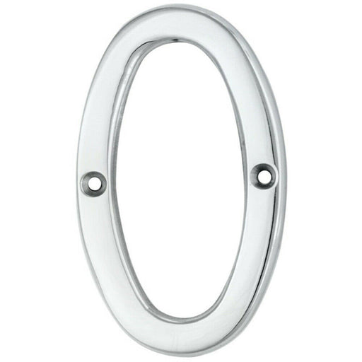 Polished Chrome Door Number 0 75mm Height 4mm Depth House Numeral Plaque Loops