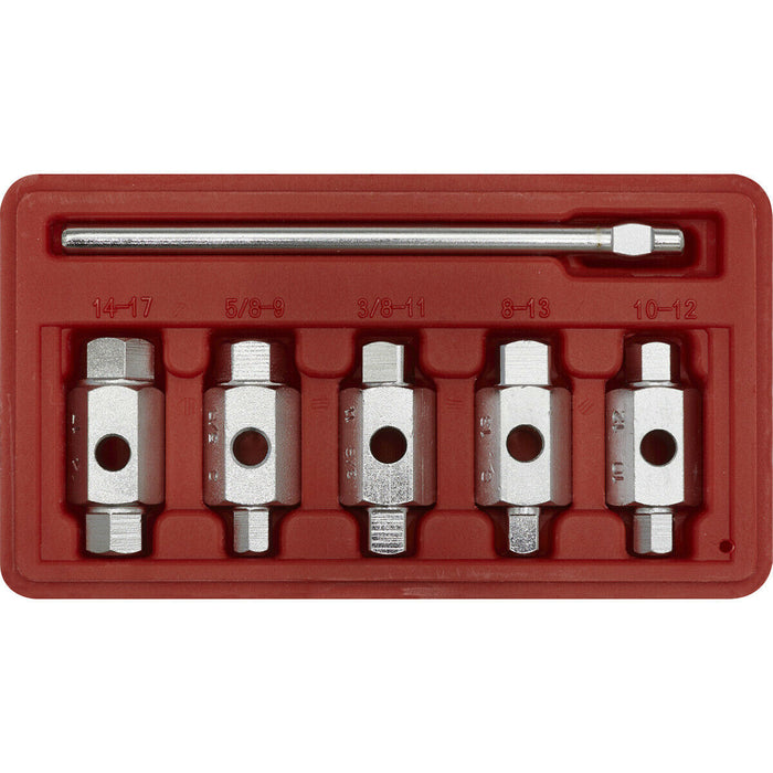 6 Piece Double Ended Drain Key Set - Sump Plug Removal - Tommy Bar - Steel Loops