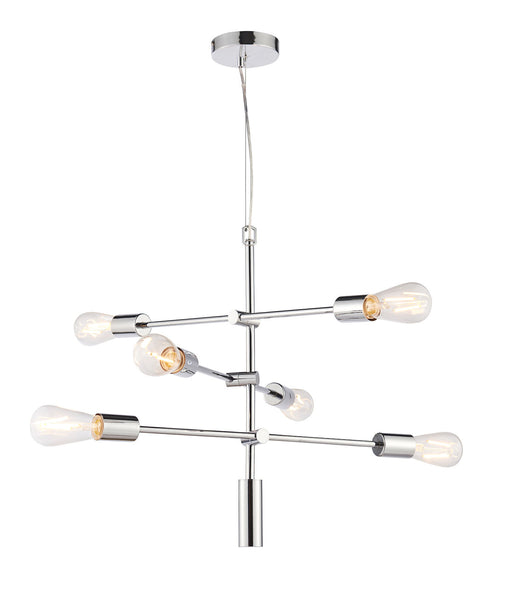 Ceiling Pendant Light Chrome Plate 6 x 60W E27 Dimmable Multi Arm Lamp Loops