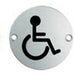Bathroom Door Disabled Symbol Sign 64mm Fixing Centres 76mm Dia Polished Steel Loops