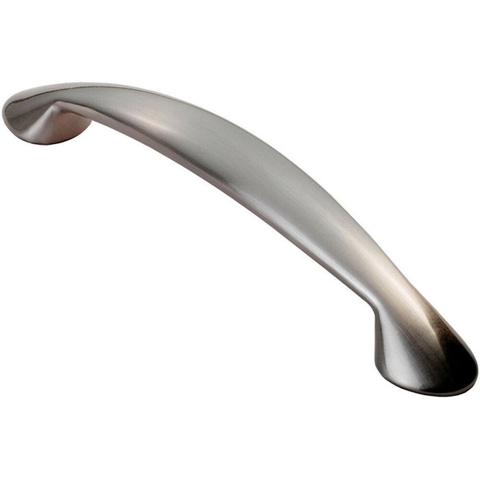 Flared Cabinet Pull Handle 165.5 x 23mm 128mm Fixing Centres Satin Nickel Loops