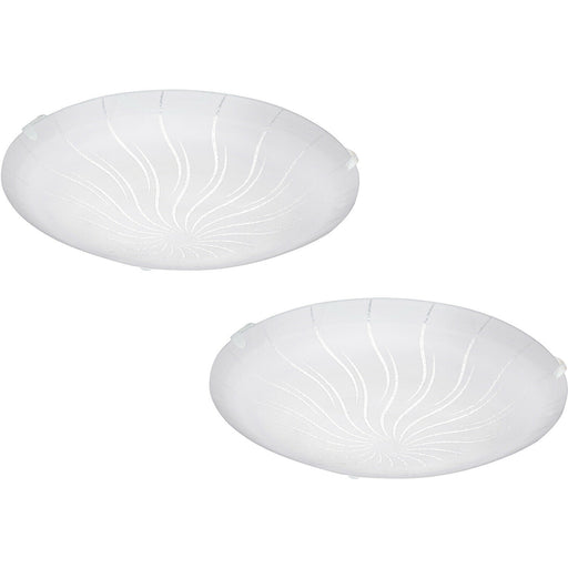 2 PACK Wall Flush Ceiling Light White Shade Granille White Clear Glass LED 11W Loops