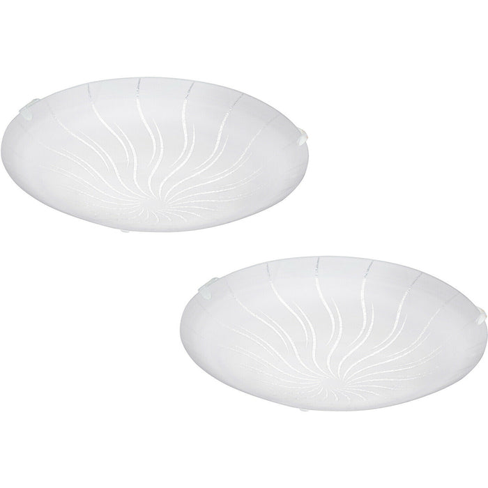 2 PACK Wall Flush Ceiling Light White Shade Granille White Clear Glass LED 11W Loops