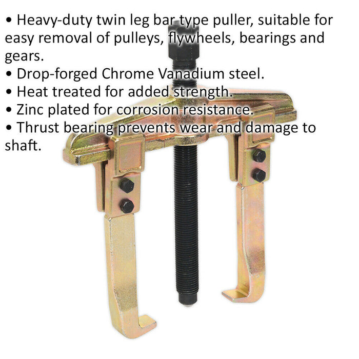 150 x 150mm Heavy Duty Twin Leg Puller Bar - Drop Forged Steel - Thrust Bearing Loops