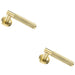 2x PAIR Knurled Grip Round Bar Handle on Round Rose Concealed Fix Satin Brass Loops