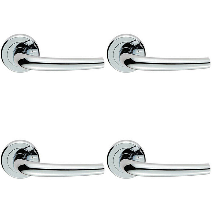 4x PAIR Curved Rounded Bar Handle Concealed Fix Round Rose Polished Chrome Loops