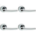 4x PAIR Curved Rounded Bar Handle Concealed Fix Round Rose Polished Chrome Loops
