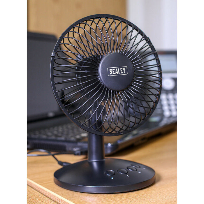 6 Inch Oscillating USB Desk Fan - 3 Speed Settings - Personal Desktop Cooler Loops