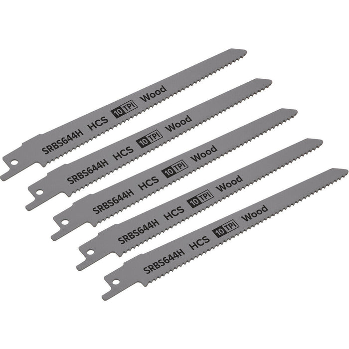 5 PACK 150mm HCS Reciprocating Saw Blade - 10 TPI - Milled Side Set Teeth Loops