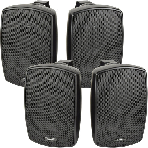 4x 8" 160W Black Outdoor Rated Speakers 8 OHM Weatherproof Wall Mounted HiFi