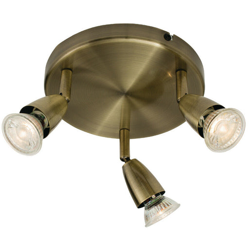 LED Adjustable Ceiling Spotlight Antique Brass Triple GU10 Dimmable Downlight Loops