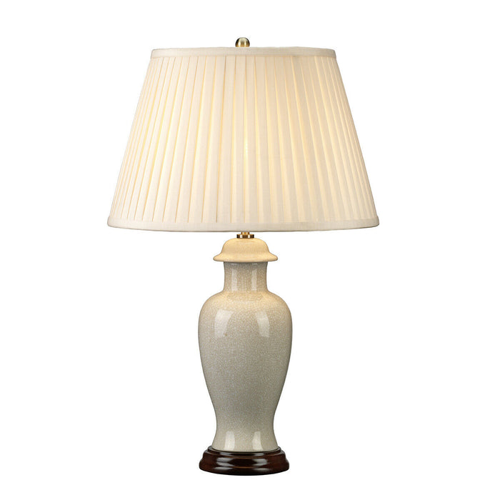Table Lamp Small Chinese Porcelain Ivory Crackle Glass Cream Shade LED E27 60W Loops