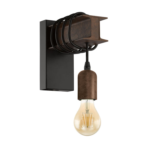 LED Wall Light / Sconce Industrial Rust Effect Hangman 1 x 60W E27 Bulb Loops