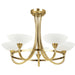 Semi Flush Ceiling Light Antique Brass & White 5 Bulb Hanging Pendant Lamp Shade Loops