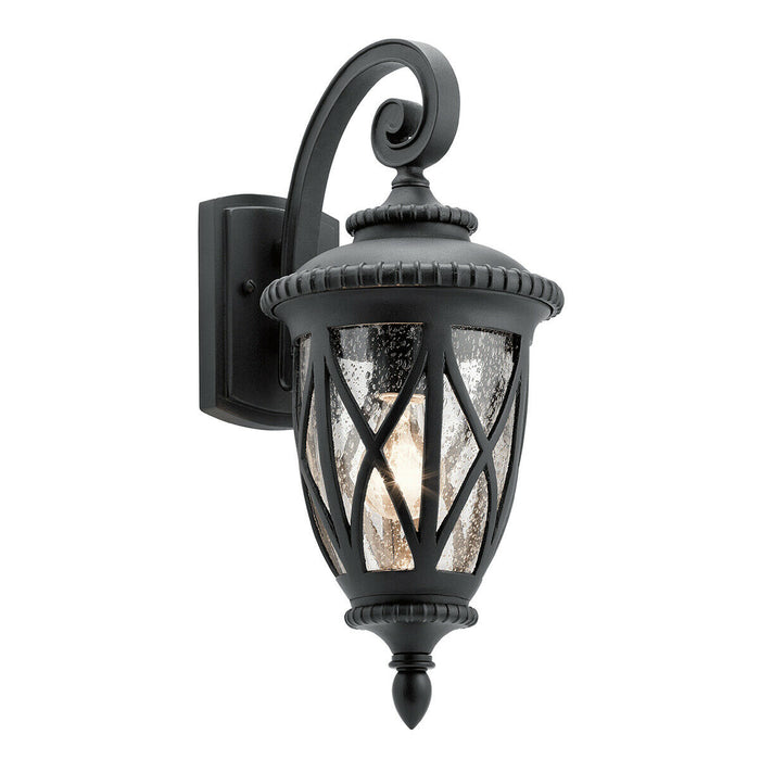 Outdoor IP44 1 Bulb Wall Light Lantern Textured Black LED E27 60W d01591 Loops