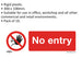 10x NO ENTRY Health & Safety Sign - Rigid Plastic 300 x 100mm Warning Plate Loops