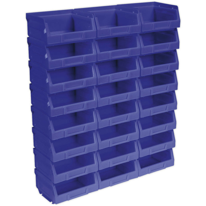 24 PACK Blue 105 x 85 x 55mm Plastic Storage Bin - Warehouse Parts Picking Tray Loops