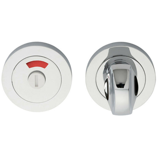 Thumbturn Lock And Release Handle With Indicator 50mm Dia Polished Chrome Loops