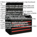 700 x 450 x 495mm RETRO BLACK 4 Drawer Topchest Tool Chest Lockable Storage Unit Loops