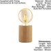 2 PACK Table Desk Lamp Simple Compact 1x Round Brown Wood Holder E27 28W Loops