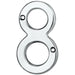 Polished Chrome Door Number 8 75mm Height 4mm Depth House Numeral Plaque Loops