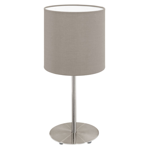 Table Desk Lamp Colour Satin Nickel Steel Shade Taupe Fabric Bulb E27 1x60W Loops