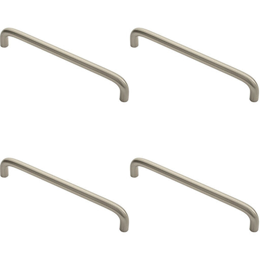 4x Round D Bar Cabinet Pull Handle 170 x 10mm 160mm Fixing Centres Satin Nickel Loops
