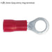 100 PACK Easy-Entry Ring Terminal - 5.3mm Diameter - 22 to 18 AWG Cable - Red Loops