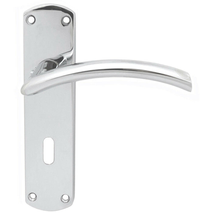 Arched Lever on Lock Backplate Door Handle 170 x 42mm Polished Chrome Loops