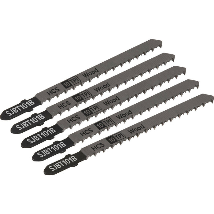 5 PACK - 100mm HARDWOOD Jigsaw Blade Set - 10 TPI - Ground Taper Precision Cut Loops