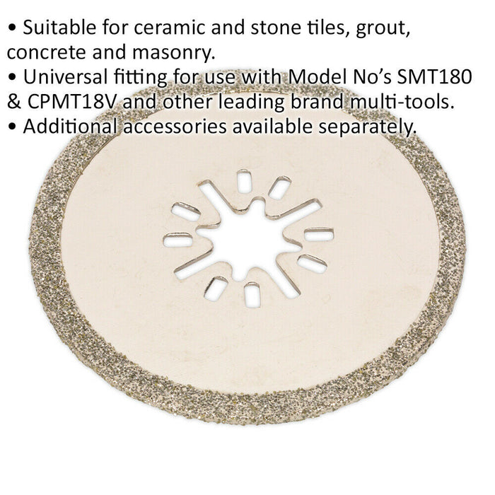 Multi-Tool Diamond Cutting Blade - Suits Ceramic Stone Tiles Concrete Masonry Loops