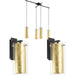 4 Bulb Ceiling Pendant & 2x Matching Wall Lights Clear Glass & Gold Chandelier Loops