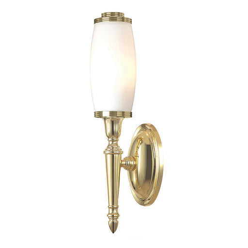 IP44 Wall Light Enclosed Long Glass Shade LED Inc Polished Brass LED G9 3.5W Loops