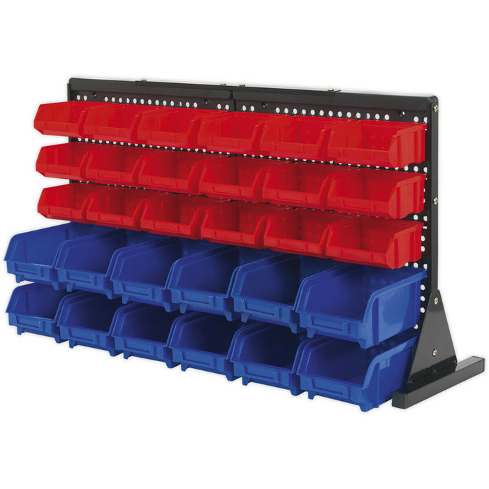 30 Tray / Bin Bench Mounted Parts Storage Rack - Garage & Warehouse Picking Unit Loops