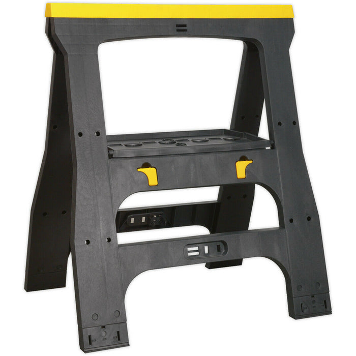 Heavy Duty Folding Workshop Trestle - Rubber Feet - 810mm Height - Composite Loops