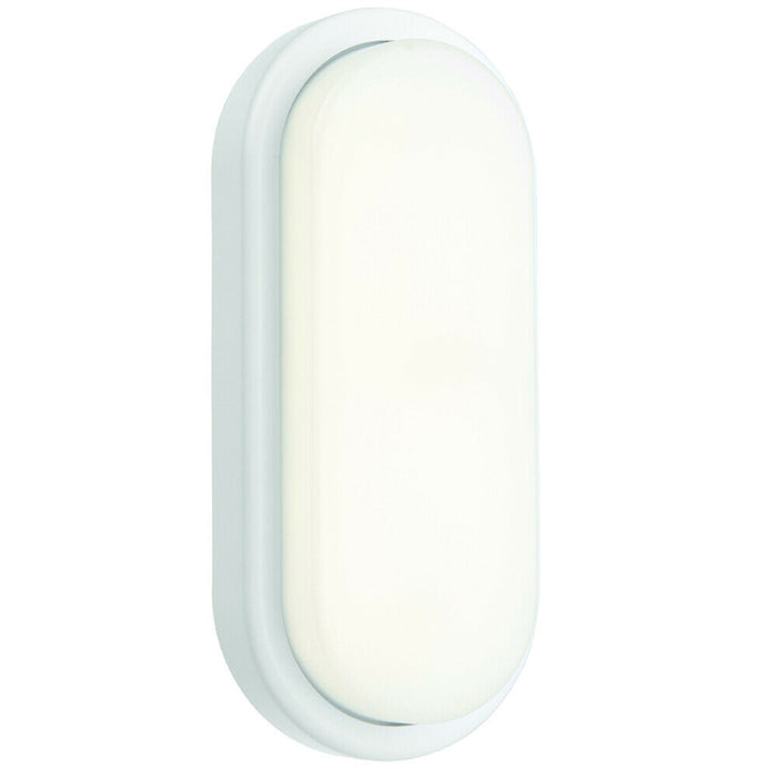 IP54 Outdoor Oval Bulkhead Wall Light Matt White 18W Cool White LED Ceiling Lamp Loops