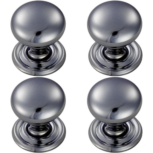 4x Round Victorian Cupboard Door Knob 38mm Dia Polished Chrome Cabinet Handle Loops